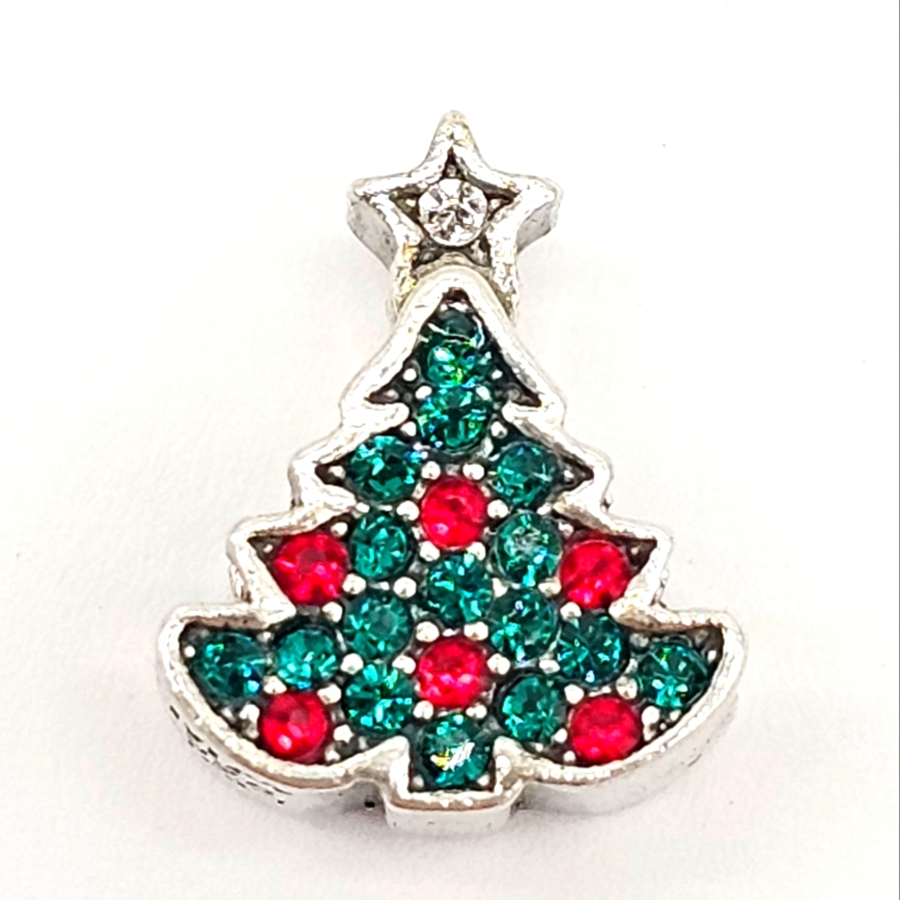 Charmed Memories Christmas Tree Charm  Kay Jewlers Swarovski Crystals Red Green